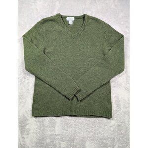 Great Northwest Sweater Mens XL Green Lambswool Business Casual V Neck Pullover